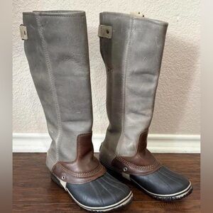 Sorel Sz 8 Slimpack Riding Tall II boots gray (quarry/dark fog) brown colorway